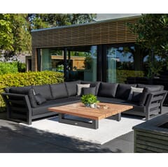 Life Nevada Lounge Large Corner Sofa Set with Coffee Table Soltex Lava Graphite