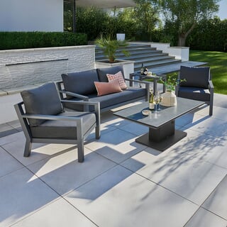 Life Timber Lounge Set with Height Adjustable Table / Soltex Lava Graphite