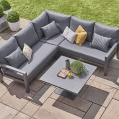 Life Timber Small Corner Set Lava/Carbon Cushions with Zeb Height Adjustable Table
