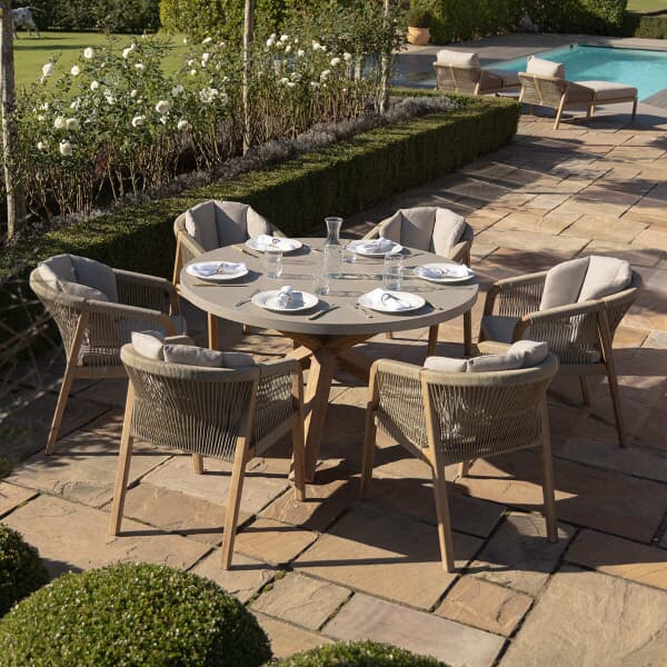 Maze Martinique Rope Weave 6 Seat Round Dining Set