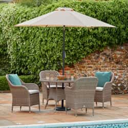 LG Monte Carlo 4 Seat Dining Set With 2.5m Parasol - Sand