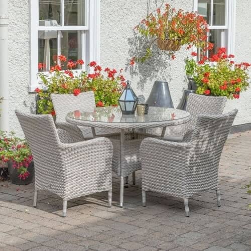 LG Outdoor Monaco 4 Seat Dining Set with Soleil Parasol MNCSET2