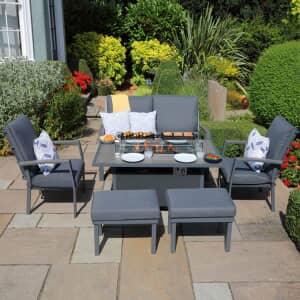 LG Outdoor Milano Lounge Set with Gas Firepit Table