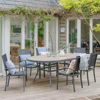 LG Outdoor Monza 6 Seat Set with Sling Armchairs