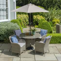 LG Outdoor Monaco Sand 4 Seat Dining Set with 2.5m Parasol and Base