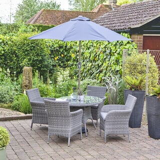 LG Outdoor Monaco Stone 4 Seat Dining Set with Parasol