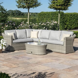 Maze Oxford Large Corner Sofa Set with Coffee Table Light Grey