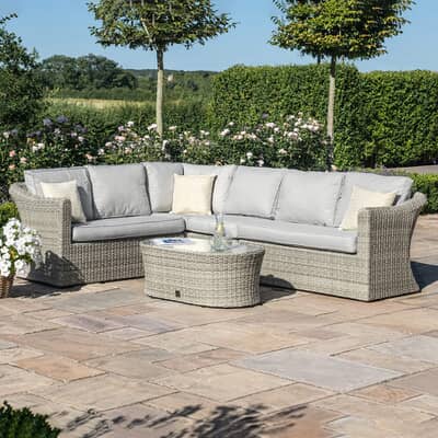 Maze Oxford Large Corner Sofa Set with Coffee Table Light Grey