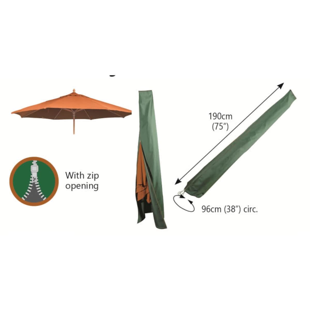 Bosmere Extra Large Parasol Cover With Zip (P060) Garden Furniture