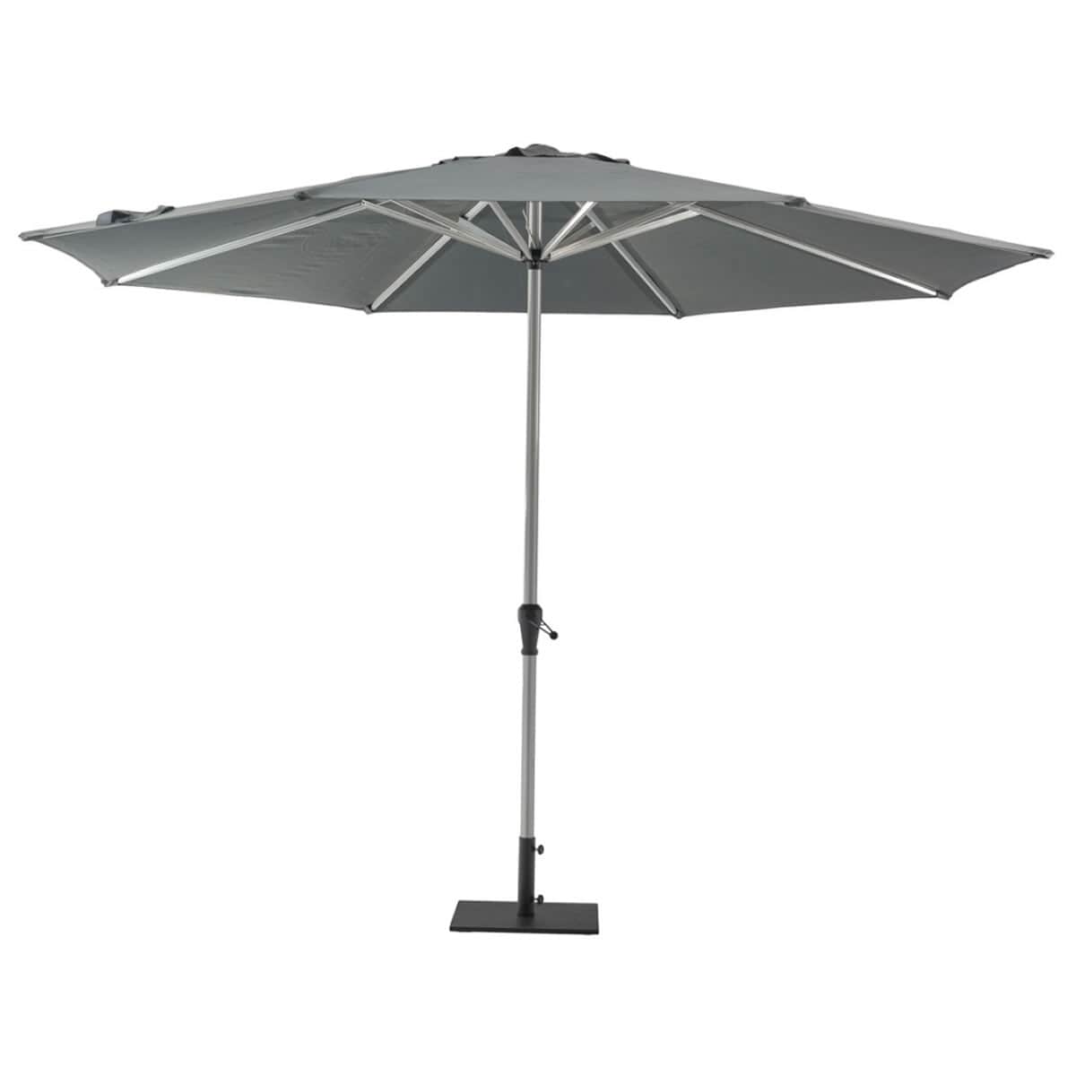 Bramblecrest Brushed Aluminium 3.5m Round Crank Handle Parasol Grey (PABGC3) Garden