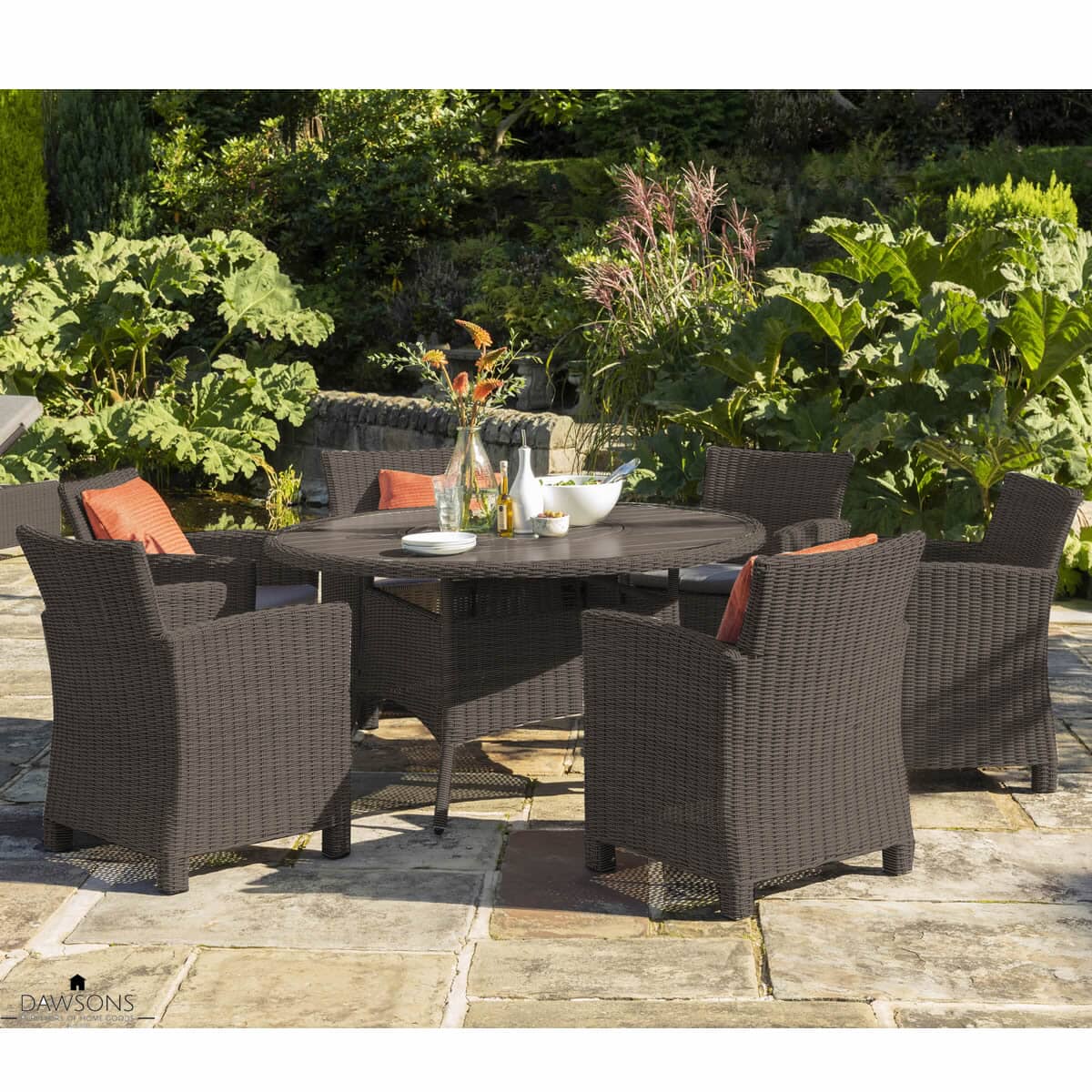 Kettler Palma 6 Seater Casual Dining Round Set with Lazy Susan Rattan