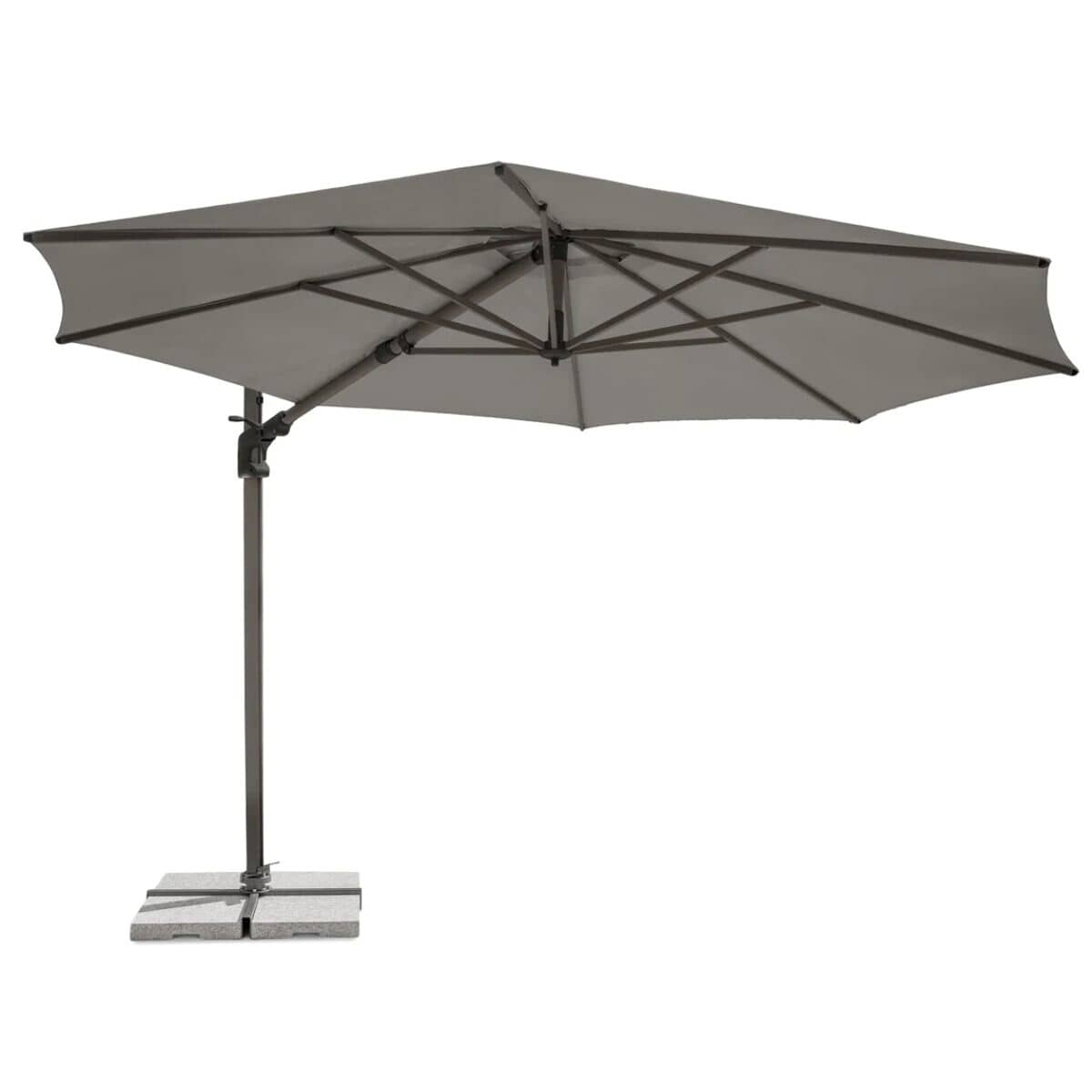 Kettler Luna 3.0M Round Slate Canopy Cantilever Parasol Side Tilt Granite Base  Night Cover - Grey Frame