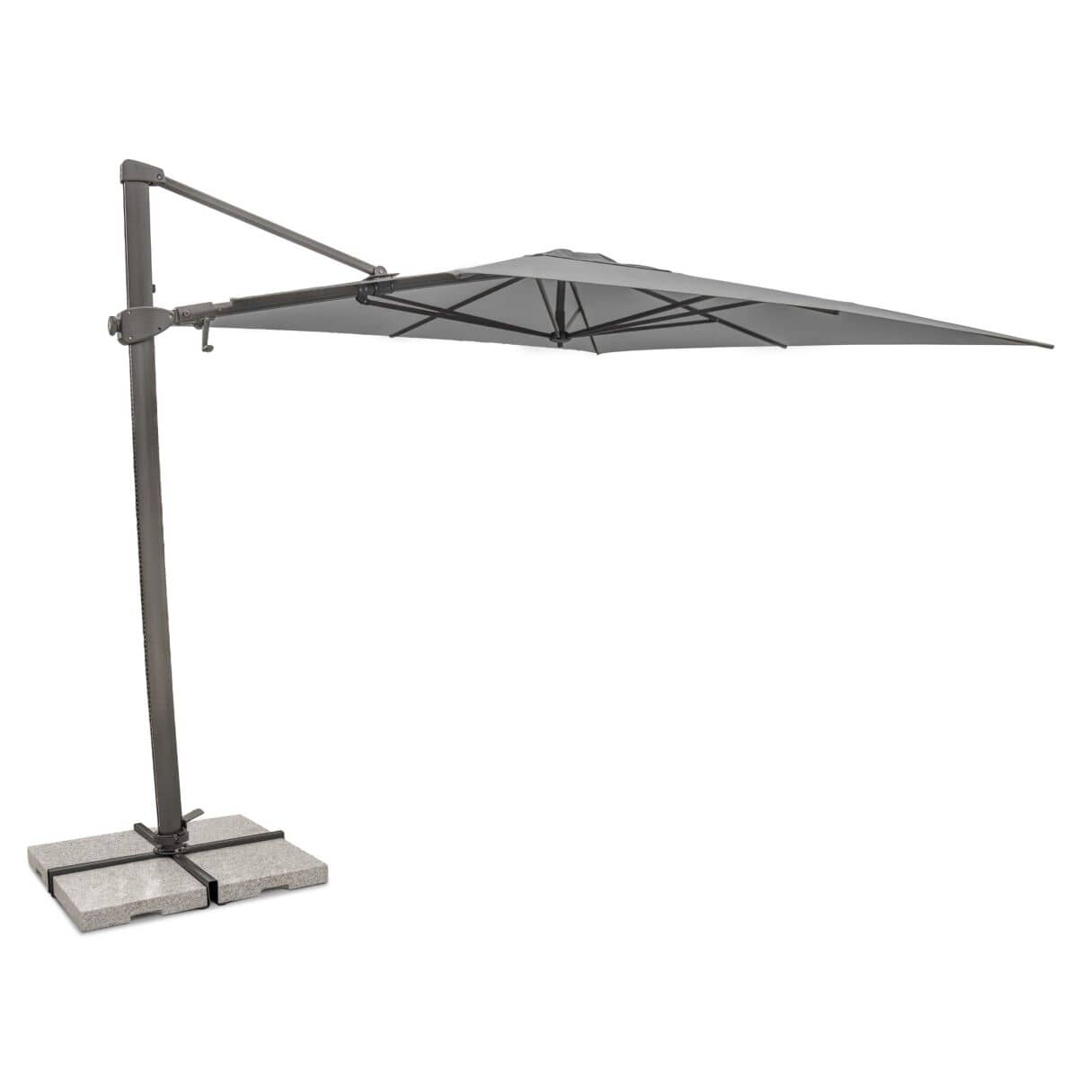 Kettler Luna 3X3M Square Slate Canopy Cantilever Parasol Side Tilt Granite Base  Night Cover - Grey Frame