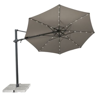 Kettler Orion 3.0M Round Taupe Canopy Led Cantilever Parasol With Side Tilt Granite Base  Night Cover - Grey Frame