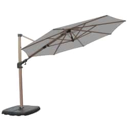 Kettler 3.0m Round Free Arm Parasol with Wood Effect Frame wth Slate Coloured Canopy - Dual Tilt