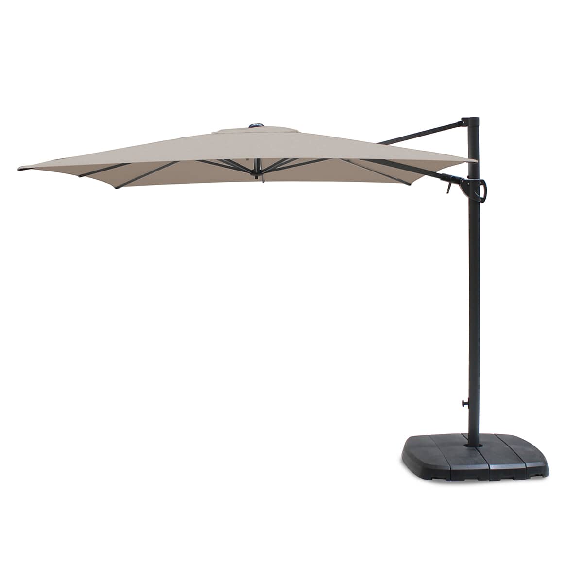 Kettler 2.5m Square Free Arm Parasol - Grey Frame/Stone Canopy with Base