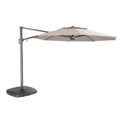 Kettler 3.3m Free Arm Parasol - Grey Frame/Stone Canopy LED Lights and Wireless Speaker