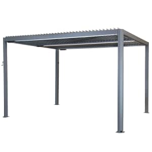 Kettler Panalsol Premium Louvre Pergola 3 x 3.6m with Remote Control LED Lights Grey