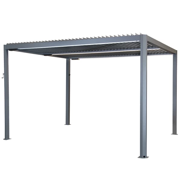 Kettler Panalsol Premium Louvre Pergola 3 x 3.6m with Remote Control LED Lights Grey