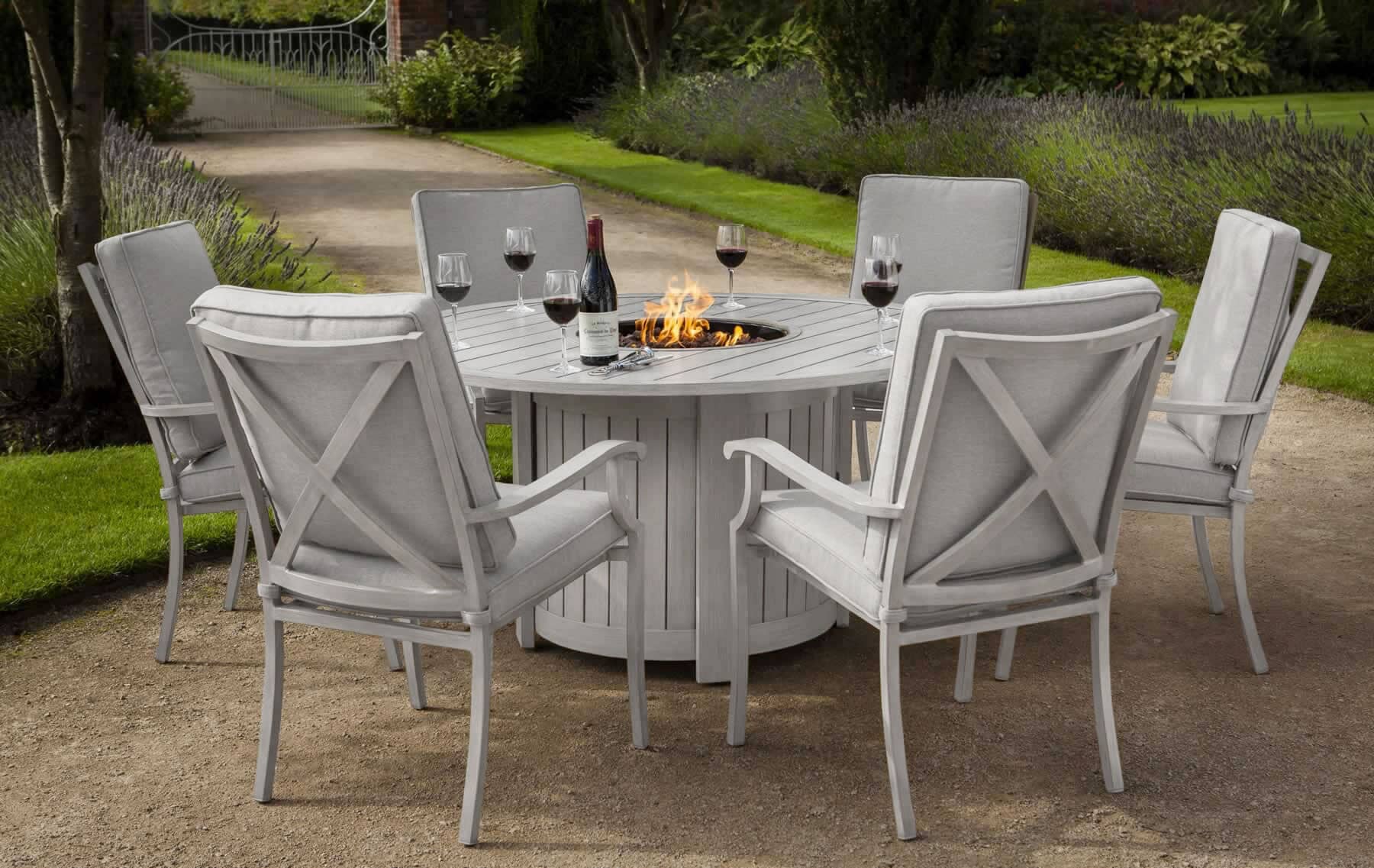 Hartman Portland Dining Gas Fire Pit Set (Platinum) (PORSET06) Garden Furniture World