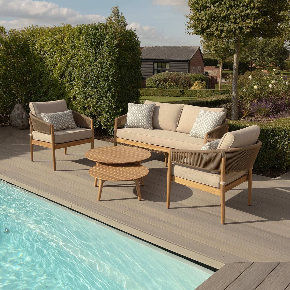 Maze Porto Rope Weave 2 Seat Sofa Set - Sandstone