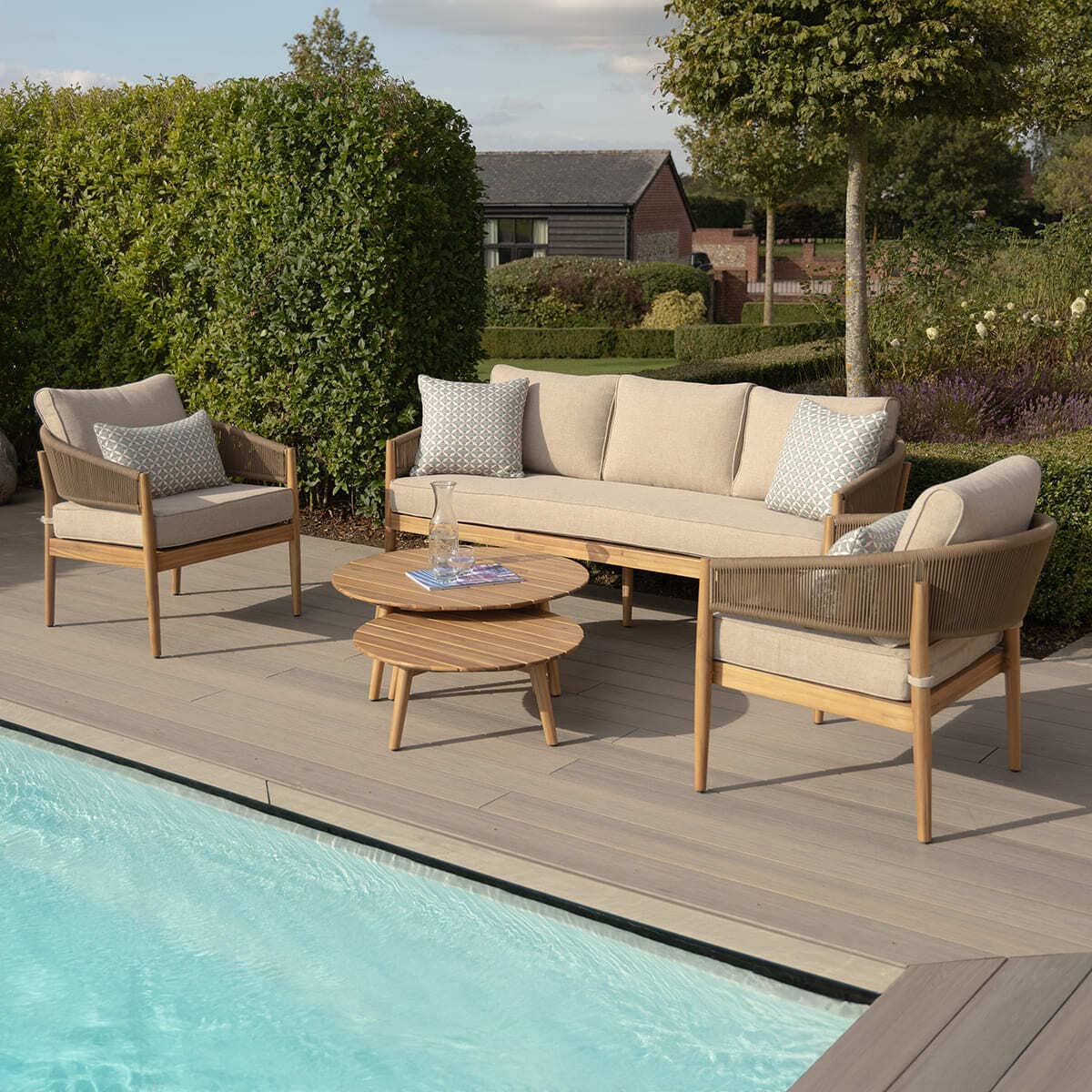 Maze Porto Rope Weave 3 Seat Sofa Set - Sandstone
