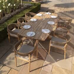 Maze Porto Rope Weave 8 Seat Rectangular Dining Set - Sandstone