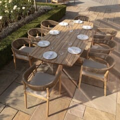 Maze Porto Rope Weave 8 Seat Rectangular Dining Set - Sandstone