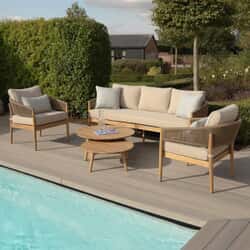 Maze Porto Rope Weave 3 Seat Lounge Set - Sandstone