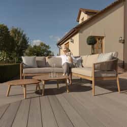 Maze Porto Rope Weave Corner Sofa Casual Dining Set - Sandstone
