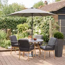 LG Outdoor Peru 4 Seat Round Dining Set with 2.5m Parasol