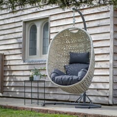 Bramblecrest Monterey Single Hanging Cocoon including Season-Proof Eco Cushions Dove Grey