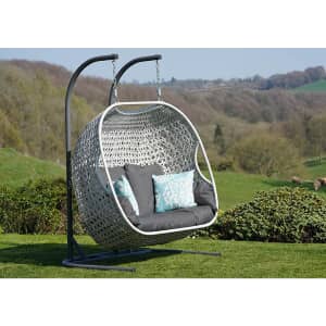 Bramblecrest Monterey Double Hanging Cocoon including Season-Proof Eco Cushions Dove Grey