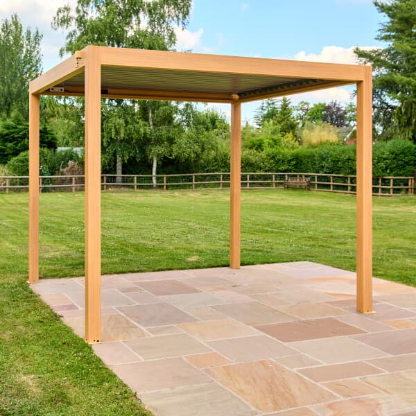 LG Outdoor Sanctuary 3 x 3m Gazebo Pergola with lights - Oak