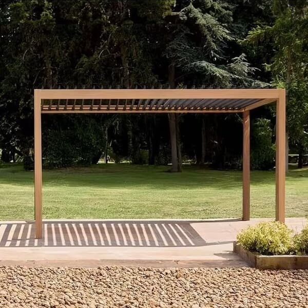 LG Outdoor Sanctuary 3 x 4m Gazebo Pergola With Lights Oak