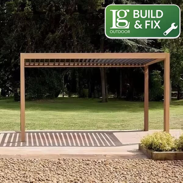 LG Outdoor Sanctuary 3 x 4m Gazebo Pergola with lights Incluiding Building and Fixing Down Service