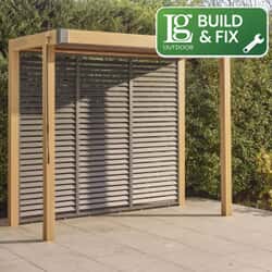 LG Outdoor Sanctuary 1.5m x 3m BBQ Gazebo Pergola with Slatted Wall Including Building and Fixing Down Service - Oak