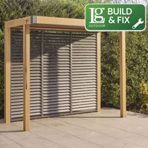 LG Outdoor Sanctuary 1.5m x 3m BBQ Gazebo Pergola with Slatted Wall Including Building and Fixing Down Service - Oak