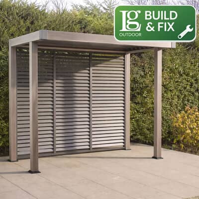 LG Outdoor Sanctuary 1.5m x 3m BBQ Gazebo Pergola with Slatted Wall Including Building and Fixing Down Service Birch