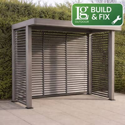 LG Outdoor Sanctuary 1.5m x 3m BBQ Gazebo Pergola with Slatted Wall and Side Panels Inc Build and Fix Service Birch