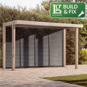 LG Outdoor Sanctuary 1.5m x 4m BBQ Gazebo Pergola with Slatted Wall Including Building and Fixing Down Service - Birch