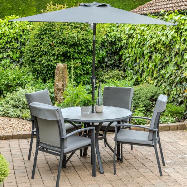 LG Outdoor Turin 4 Seat Dining Set with 2.5m Parasol