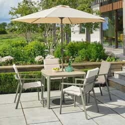 LG Outdoor Tuscany 4 Seat Dining Set with 2.5m Parasol