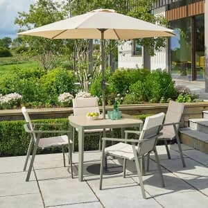 LG Outdoor Tuscany 4 Seat Dining Set with 2.5m Parasol