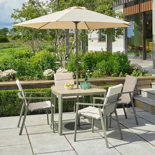 LG Outdoor Tuscany 4 Seat Dining Set with 2.5m Parasol