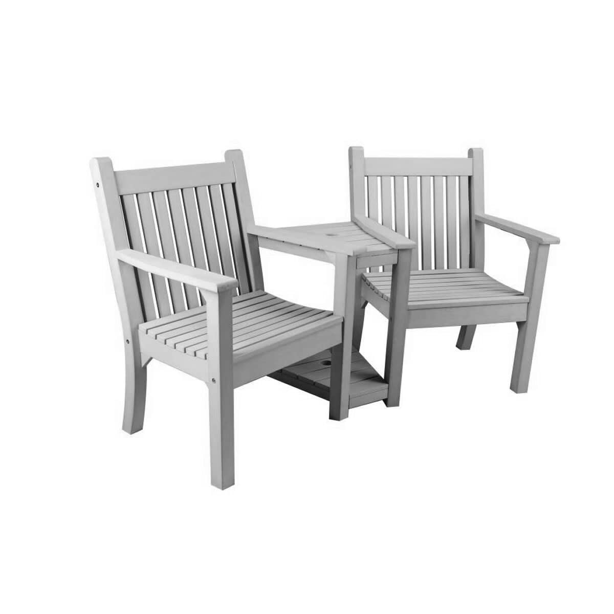 Winawood Sandwick Thin Slat Love Seat Stone Grey