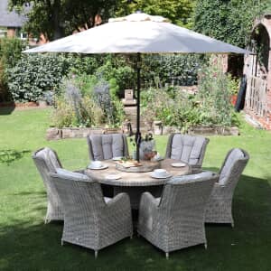 Supremo Lyra 6 Seat 140cm Round Dining Set with 60cm Lazy Susan