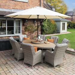 Supremo Lyra 8 Seat 220x145cm Oval Dining Set with 70cm Lazy Susan