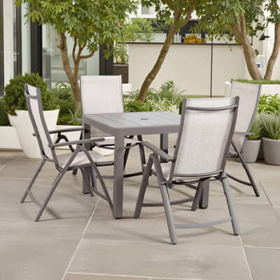 Supremo Milan 4 Seat 90cm Reclining Square Dining Set