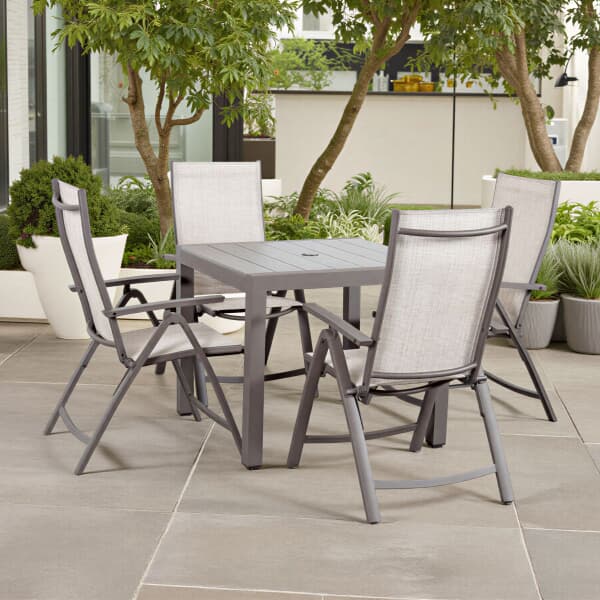Supremo Milan 4 Seat 90cm Reclining Square Dining Set